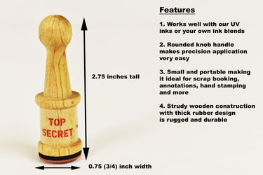 Top Secret Dry Rubber Peg Stamp for Arts Crafts Security Glow Party